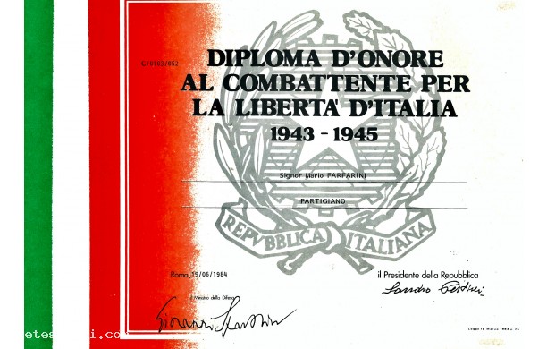 1984, Martedì 19 Giugno - Mario Farfarini: Partigiano