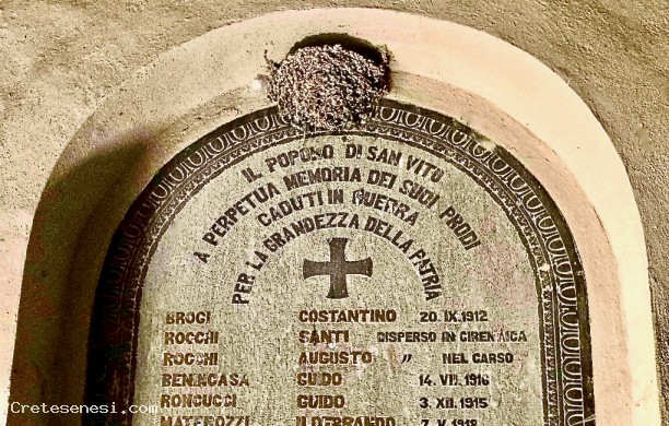 Lapide caduti della Grande Guerra all'interno di San Vito in Versuris
